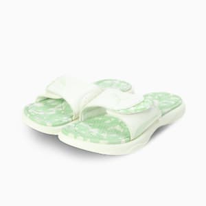 Royalcat Comfort Softride Daze Women's Slides, Warm White-Cool Cucumber-Green Illusion, extralarge-IND