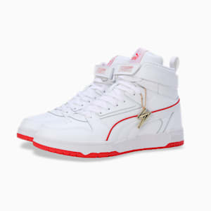 RBD Game x HARRDY SANDHU Men's Sneakers, PUMA White-For All Time Red-Feather Gray, extralarge-IND