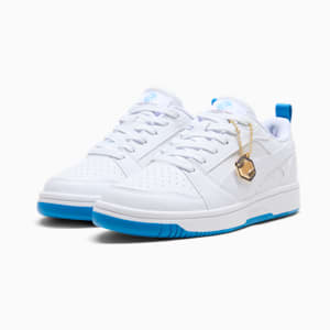 Rebound V6 Low Boys and Girls Club Big Kids' Shoes, PUMA White-Cloisonne-Puma Team Gold, extralarge