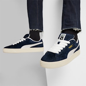 Suede XL Hairy Men's Sneakers, Club Navy-Frosted Ivory, extralarge