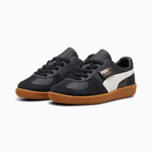 Baskets en cuir Palermo Enfant et Adolescent, PUMA Black-Feather Gray-Gum, extralarge