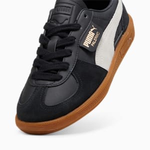 Tenis adolescentes de cuero Palermo, PUMA Black-Feather Gray-Gum, extralarge