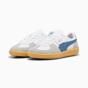 Baskets en cuir Palermo Enfant et Adolescent, PUMA White-Blue Horizon-Gum, extralarge