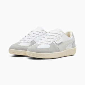 Tenis infantiles de cuero Palermo, PUMA White-Cool Light Gray-Sugared Almond, extralarge