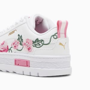 Mayze Embroidery Little Kids' Sneakers, PUMA White-Fast Pink-Vine, extralarge