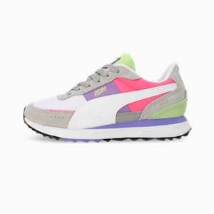 Road Rider Suede Sneakers, Smokey Gray-Fluro Pink Pes, extralarge-IND
