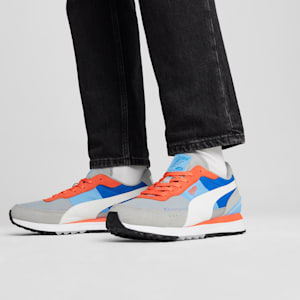 Road Rider Suede Sneakers, Cool Mid Gray-Bluemazing, extralarge-IND