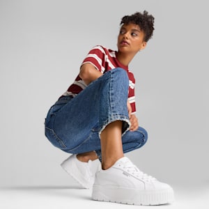 ウィメンズ カルメン 2 レザー スニーカー, PUMA White-PUMA White-PUMA Silver, extralarge-JPN