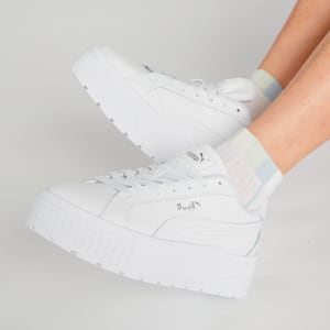 ウィメンズ カルメン 2 レザー スニーカー, PUMA White-PUMA White-PUMA Silver, extralarge-JPN