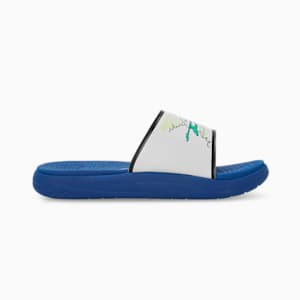 Softride Super Men's Slides, Cobalt Glaze-Silver Mist-Pure Green, extralarge-IND