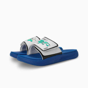 Softride Super Men's Slides, Cobalt Glaze-Silver Mist-Pure Green, extralarge-IND