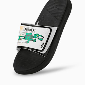 Softride Super Men's Slides, PUMA Black-PUMA White-Pure Green, extralarge-IND