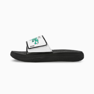 Softride Super Men's Slides, PUMA Black-PUMA White-Pure Green, extralarge-IND