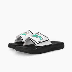 Softride Super Men's Slides, PUMA Black-PUMA White-Pure Green, extralarge-IND