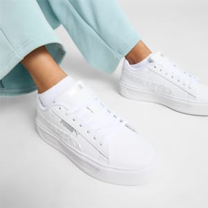 Smash v3 Platform Women's Sneakers&nbsp;, PUMA White-PUMA Silver, extralarge