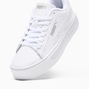 Smash v3 Platform Women's Sneakers, PUMA White-PUMA Silver, extralarge