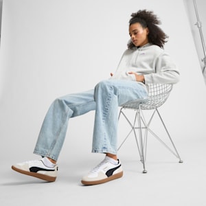 Tenis de cuero para mujer Palermo, PUMA White-Vapor Gray-Gum, extralarge