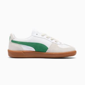 Palermo Women's Leather Sneakers, PUMA White-Vapor Gray-Archive Green, extralarge