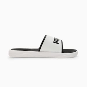 Buy online Black Pu Slip On Sandals from Sandals and Floaters for