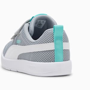 キッズ コートフレックス V3 メッシュ スニーカー 17-21cm, Cool Mid Gray-PUMA White-Aquatic, extralarge-JPN