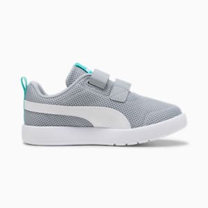 キッズ コートフレックス V3 メッシュ スニーカー 17-21cm, Cool Mid Gray-PUMA White-Aquatic, extralarge-JPN