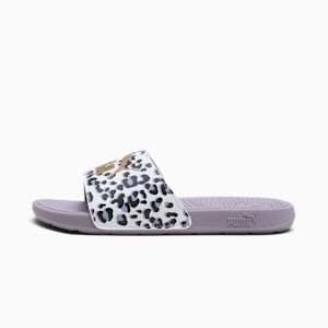 Cool Cat 2.0 Animal Little Kids' Slides, PUMA White-Gold-Pale Plum, extralarge