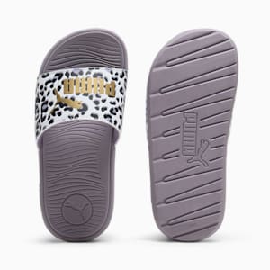 Cool Cat 2.0 Animal Little Kids' Slides, PUMA White-Gold-Pale Plum, extralarge