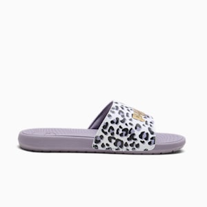 Cool Cat 2.0 Animal Little Kids' Slides, PUMA White-Gold-Pale Plum, extralarge