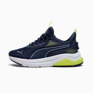 Amplifier Big Kids' Sneakers, PUMA Navy-Cool Mid Gray-Electric Lime, extralarge