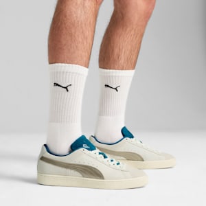 PLAY LOUD Suede Unisex Sneakers, Warm White-Cold Green, extralarge-IND