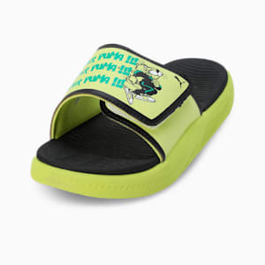 Softride Super PUMA Youth Slides, PUMA Black-Lime Sheen, extralarge-IND