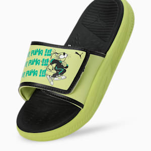 Softride Super Youth Slides, PUMA Black-Lime Sheen, extralarge-IND