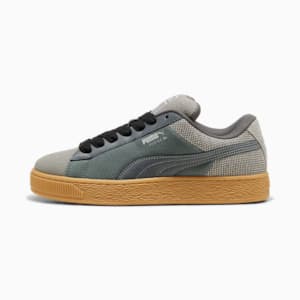 Suede XL Denim Sneakers, Shadow Gray-Warm White, extralarge