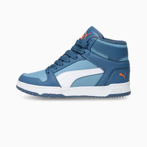 RBD Game Mid Youth Sneakers, Cool Blue-Orange Glo-PUMA White, extralarge-IND
