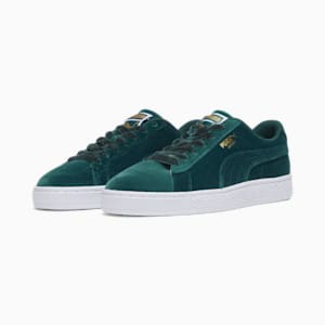 Tenis clásicos de baloncesto de gamuza para mujer, Malachite-Puma Team Gold-PUMA White, extralarge