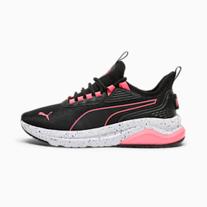 Tenis Amplifier Speckle para mujer, PUMA Black-Sunset Glow, extralarge