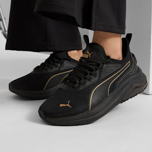 Amplifier Women's Wide Sneakers, PUMA Black-PUMA Gold, extralarge