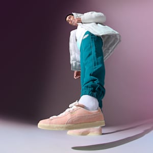 Suede Faded Unisex Sneakers, Bright Melon-Frosted Ivory, extralarge-IND