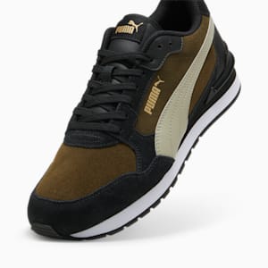 ST Runner v4 Suede Men's Sneakers, Deep Olive-Pebble Gray-PUMA Black-Puma Team Gold, extralarge