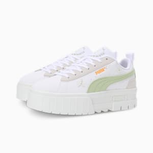 Mayze Embroidery Women's Sneakers, PUMA White-Pistachio Green, extralarge-IND