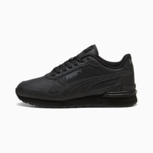 Tenis para niños grandes ST Runner v4 de piel, PUMA Black-Shadow Gray, extralarge