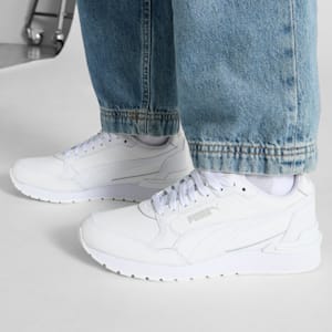 Sneakers ST Runner v4 Leather Enfant et adolescent, PUMA White-Cool Light Gray, extralarge