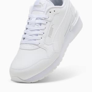Sneakers ST Runner v4 Leather Enfant et adolescent, PUMA White-Cool Light Gray, extralarge