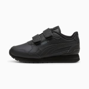 ST Runner v4 Leather Little Kids' Sneakers, PUMA Black-Shadow Gray, extralarge