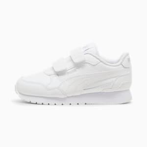 Tenis de piel para niños pequeños ST Runner v4, PUMA White-Cool Light Gray, extralarge