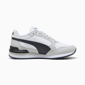 Tenis de piel para niños grandes ST Runner v4, PUMA White-New Navy-Cool Light Gray, extralarge