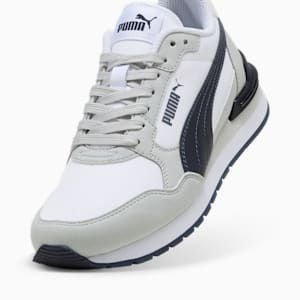 Tenis de piel para niños grandes ST Runner v4, PUMA White-New Navy-Cool Light Gray, extralarge