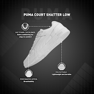 PUMA Court Shatter Low Unisex Sneakers, PUMA White-PUMA White-Puma Team Gold, extralarge-IND