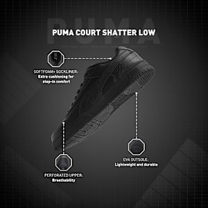 PUMA Court Shatter Low Unisex Sneakers, PUMA Black, extralarge-IND