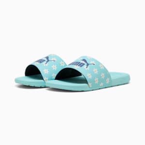 Tenis Cool Cat 2.0 Daisies para adolescentes, Safe Lake-Blue Crystal-PUMA White-Almost Apricot, extralarge